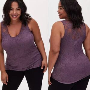 Torrid Vintage Violet Lace Scoop Neck Lined Sleeveless Tank Plussize 3X